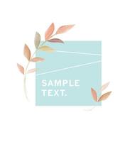 Simple card design with branch of autumn leaves and turquoise square on white background vector