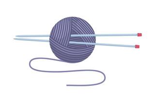Ball of yarn with knitting needles. Clews, skeins of wool. Tools for knitwork, handicraft, crocheting, hand-knitting. Female hobby. . vector