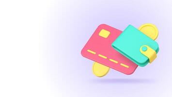 Digital wallet banking account card for e money financial transaction 3d icon realistic vector