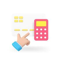 Online banking budget accounting card calculator hand click cursor 3d icon realistic vector