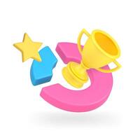 Winner golden cup with chart contest best choice victory analyzing diagram 3d icon realistic vector