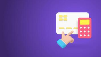Online banking budget accounting card calculator hand click cursor 3d icon realistic vector