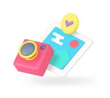 Photo gallery photography image with snapshot camera multimedia picture 3d icon realistic vector
