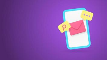 Online chatting smartphone application incoming message new mail search 3d icon realistic vector