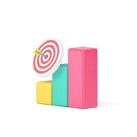 Growth diagram analyzing business goal achievement data increase 3d icon realistic vector