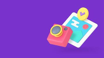 Photo gallery photography image with snapshot camera multimedia picture 3d icon realistic vector