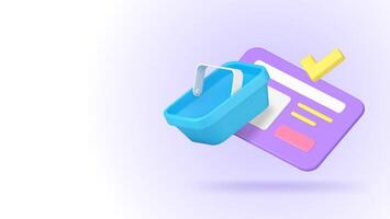 Online shopping grocery marketplace internet browser for goods searching 3d icon realistic vector
