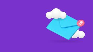 Incoming message email cloud electronic mail storage server 3d icon realistic illustration vector