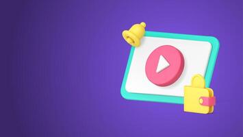 Paid subscription money via internet online channel broadcasting 3d icon realistic vector