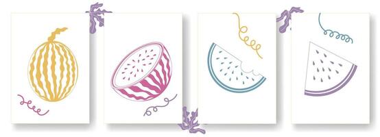Bundling with neon watermelon slices on a white background, can be used for wrapping paper, gift wrapping, textiles, etc. Cute watermelon with a Watermelon Day Theme. vector
