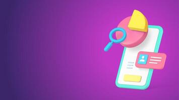 Business analyzing searching information smartphone application 3d icon realistic vector