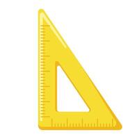 Cute school ruler. Triangular ruler for geometry and math lessons. Cartoon flat illustration. vector