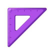 Cute school ruler. Triangular ruler for geometry and math lessons. Cartoon flat illustration. vector