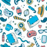 Men's items seamless pattern colored doodle sketch style vector