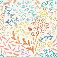 Wildflowers and grass pattern colorful seamless pattern vector