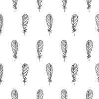Seamless pattern with simple feather. Scandinavian abstract background. vector