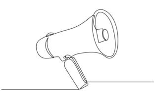 Continuous one line of electronic megaphone in silhouette on a white background vector