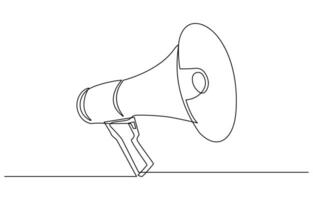Continuous one line of electronic megaphone in silhouette on a white background vector