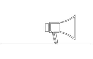 Continuous one line of electronic megaphone in silhouette on a white background vector