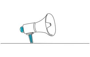 Continuous one line of electronic megaphone in silhouette on a white background vector