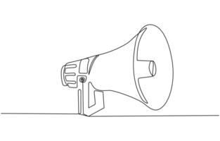 Continuous one line of electronic megaphone in silhouette on a white background vector