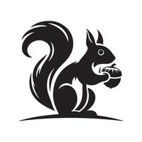 Squirrel with nut silhouette illustration on a white background vector