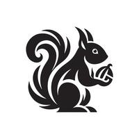 Squirrel with nut silhouette illustration on a white background vector