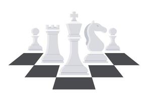 A set of white chess pieces with a black chessboard pattern vector
