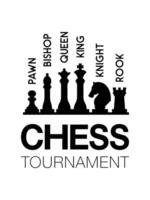 A dynamic illustration of a set of chess pieces, ideal for promoting your upcoming chess competition vector