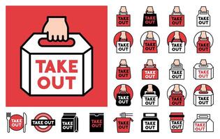Takeout flat icons set, illustration vector