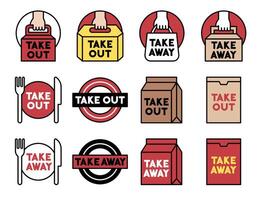 Takeout and Takeaway icons set 1 vector