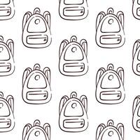 Seamless pattern with backpack in doodle style. Back to school sketch design for study. illustration isolated on a white background. vector