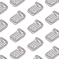 Calculator seamless pattern in line art style. Outline accounting symbol. Mathematics education and finance. illustration isolated on a white background. vector