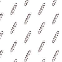 Pencil with eraser seamless pattern in doodle style. Design for school. illustration isolated on a white background. vector