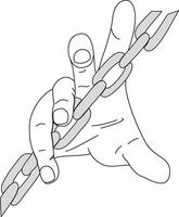 Hand and chain. image. Shackles. Tight. Locked up. Forbidden. Force vector
