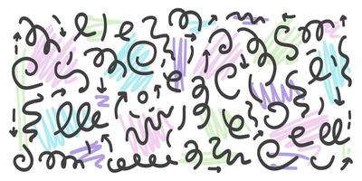 Fun line doodle. Simple childish scribble minimalist trendy design with basic shapes. vector
