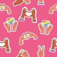 Seamless pattern hands with heart vector