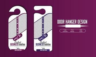 Minimal business advertising door hanger design template fully editable and print ready vector