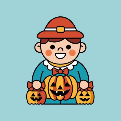 This is a drawing of a boy wearing a Halloween costume
