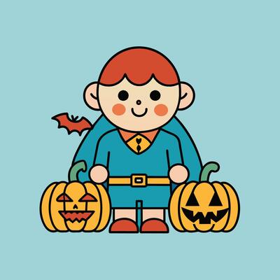 This is a drawing of a boy wearing a Halloween costume