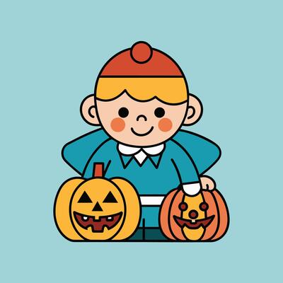 This is a drawing of a boy wearing a Halloween costume