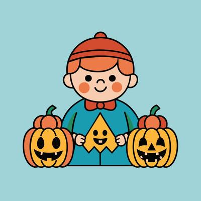 This is a drawing of a boy wearing a Halloween costume