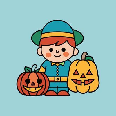 This is a drawing of a boy wearing a Halloween costume