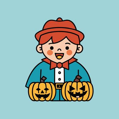 This is a drawing of a boy wearing a Halloween costume