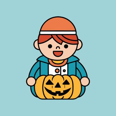 This is a drawing of a boy wearing a Halloween costume