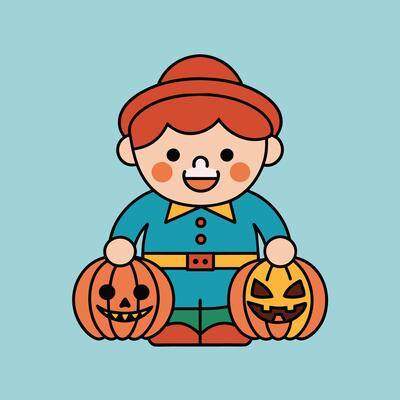 This is a drawing of a boy wearing a Halloween costume