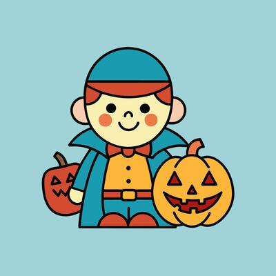This is a drawing of a boy wearing a Halloween costume