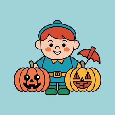 This is a drawing of a boy wearing a Halloween costume