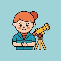 A cartoon image of a character looking through a telescope vector