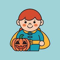 This is a drawing of a boy wearing a Halloween costume vector